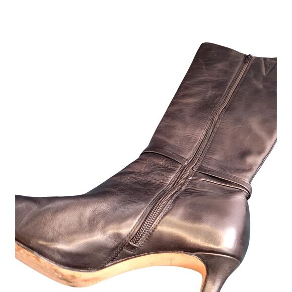 Antonio Melani Valerie Tall Knee High Black Leather Heels Zipper Boots Size 6M - Picture 7 of 8